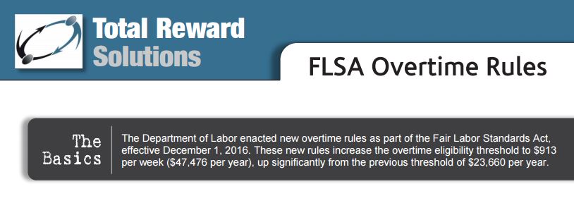 Compensation Sense: A Q&A Guide to the New FLSA Overtime Regulations